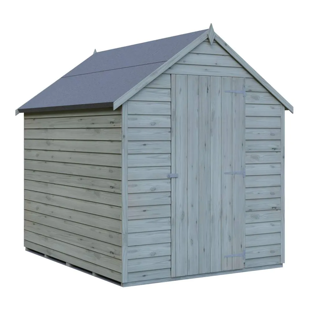Shires Overlap 7 x 5 Feet Pressure Treated Value Range Shed Single Door in Grey