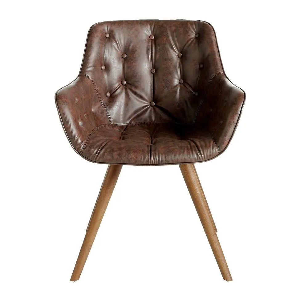 Angel Cerda Chocolate Leatherette Dining Chair with Walnut Legs in Brown 2