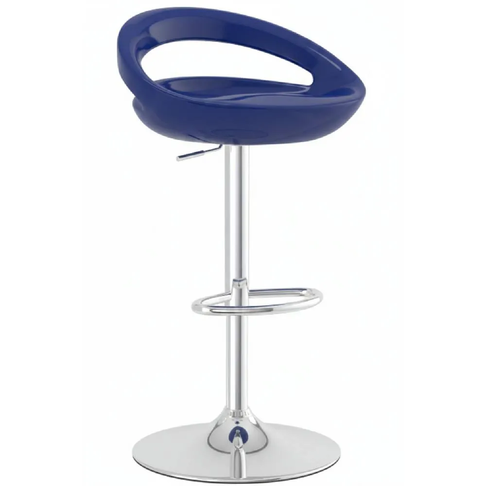 netfurniture Halfy Half Moon Retro Kitchen Bar Stool - Blue Seat Height Adjustable