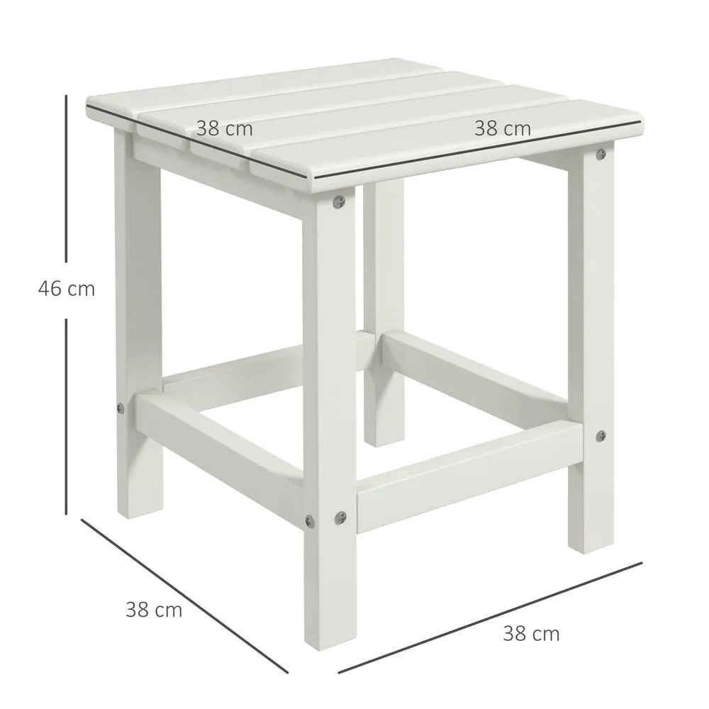 OUTSUNNY Square Coffee Table, HDPE Side Table for Porch, Garden, White 3