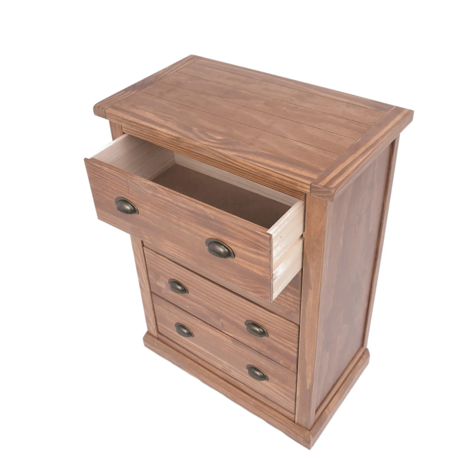 Cabinet Bits Tirolo 4 Drawer Chest of Drawers Brass Cup Handle in Brown 4