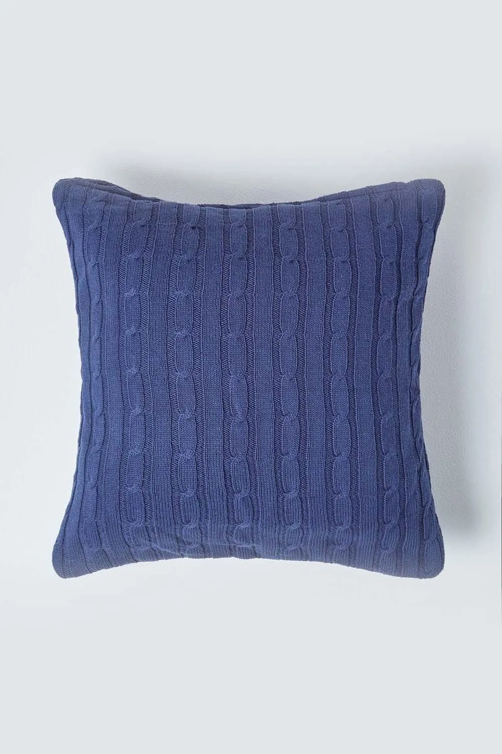 Homescapes Cotton Cable Knit Cushion Cover, 45 x 45 cm in Navy 1