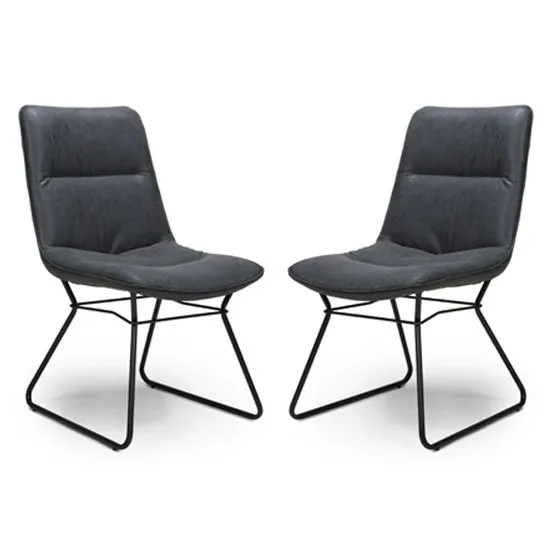 Darcy Wax Grey Faux Leather Dining Chair In A Pair
