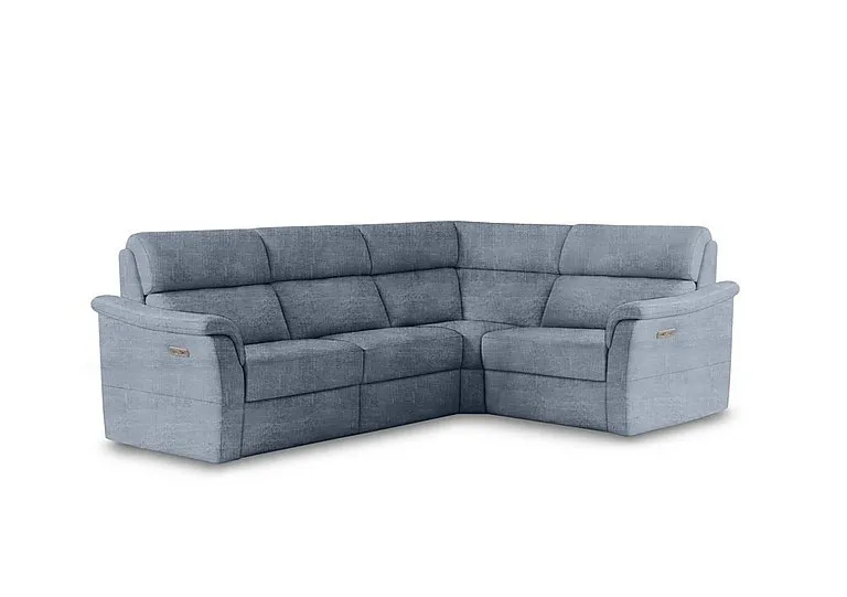 Bella Small Fabric Power Recliner Corner Sofa with Power Headrests and Power Lumbar - Baby Blue