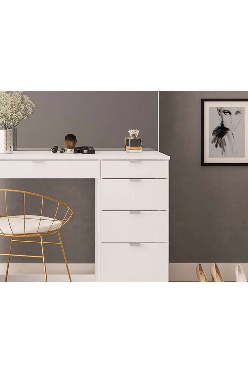 Birlea Ava 5 Drawer Dressing Table Black in White 2