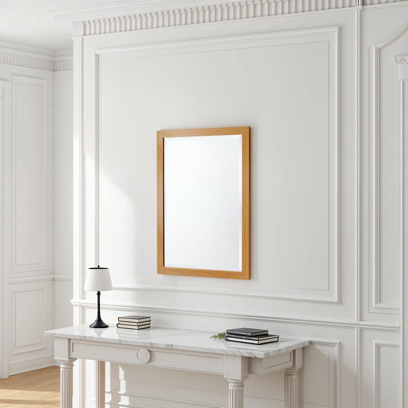 Yearn Mirrors Oak Effect Slim Framed Bevelled Mirror in Light Oak 2