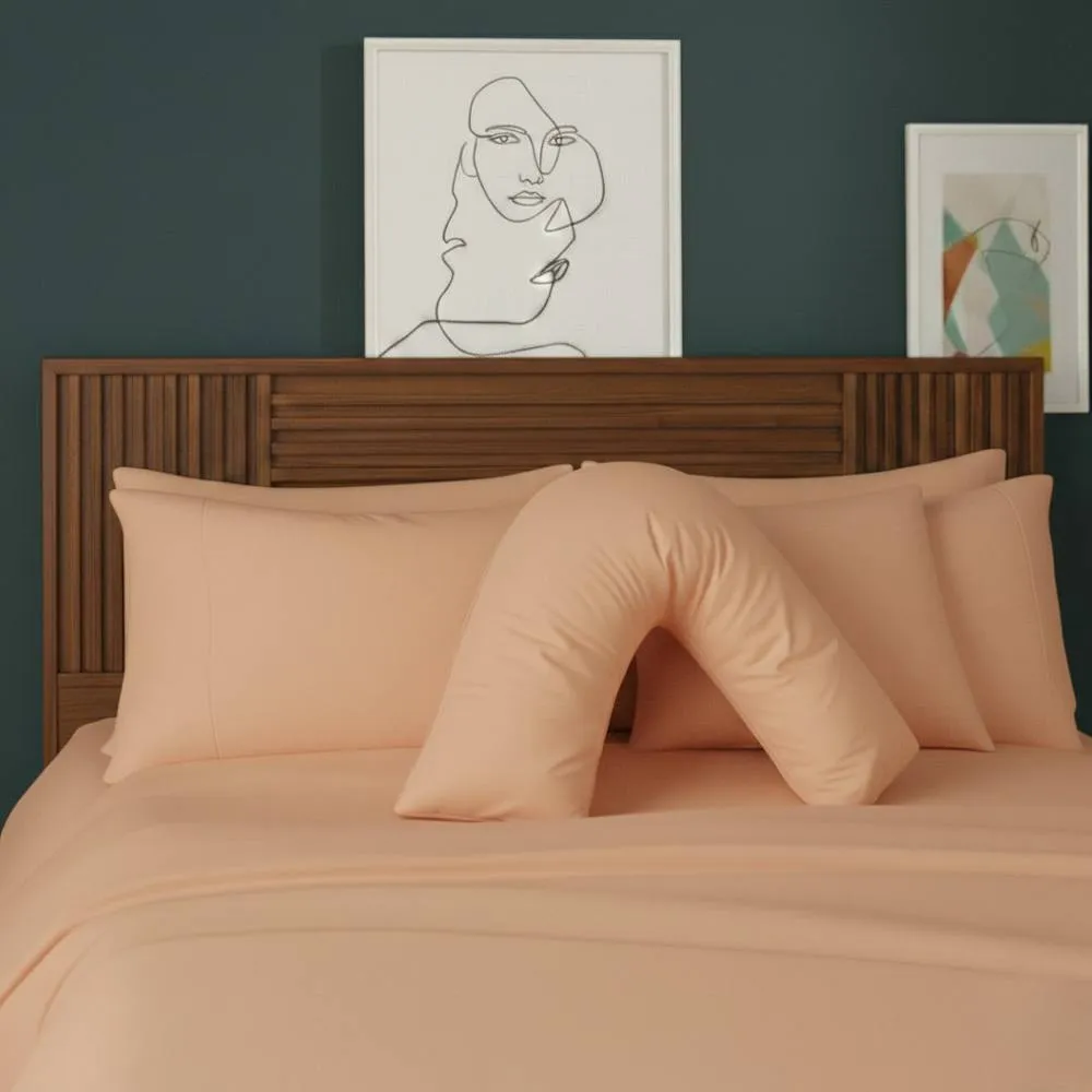 Snug City V Shape Pillowcase for Support Maternity Pillows Polycotton Easy Care in Peach