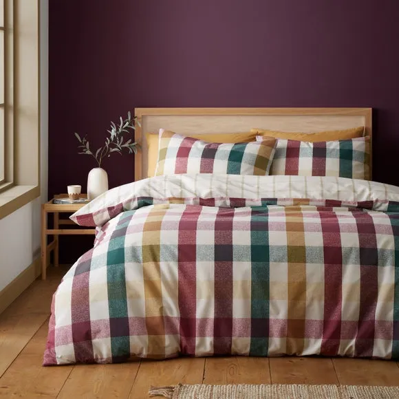 Catherine Lansfield Autumn Check Duvet Cover and Pillowcase Set 2