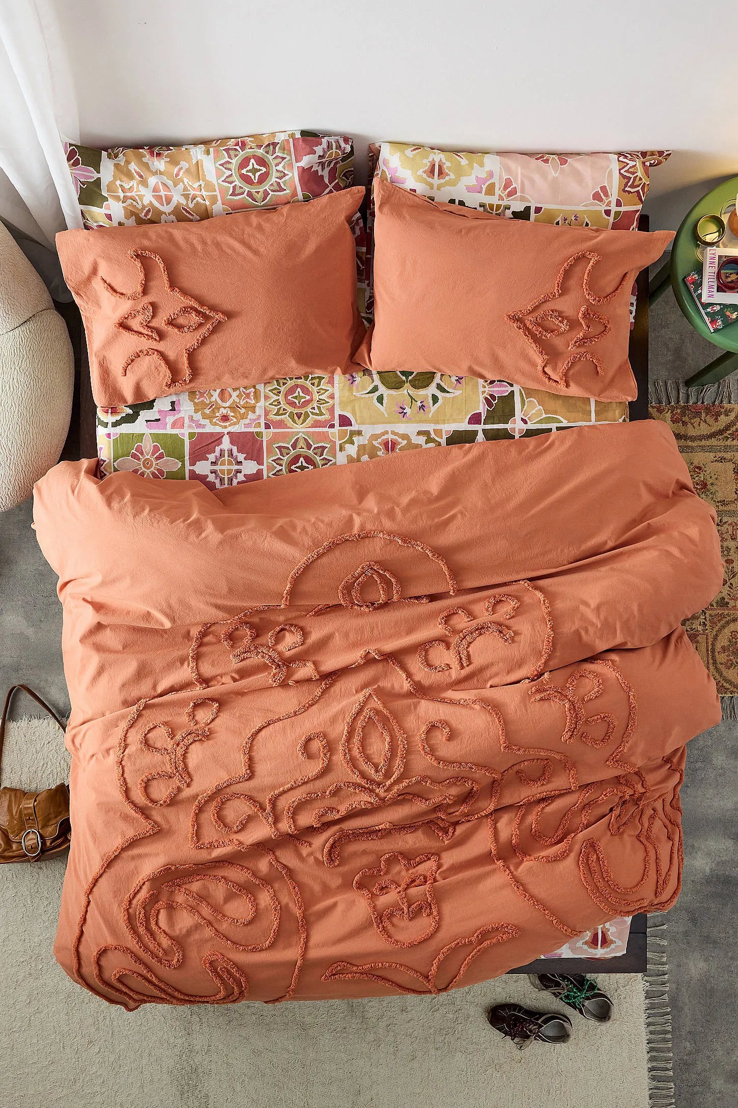 Terracotta Saffron Tufted Duvet Set - Rust
