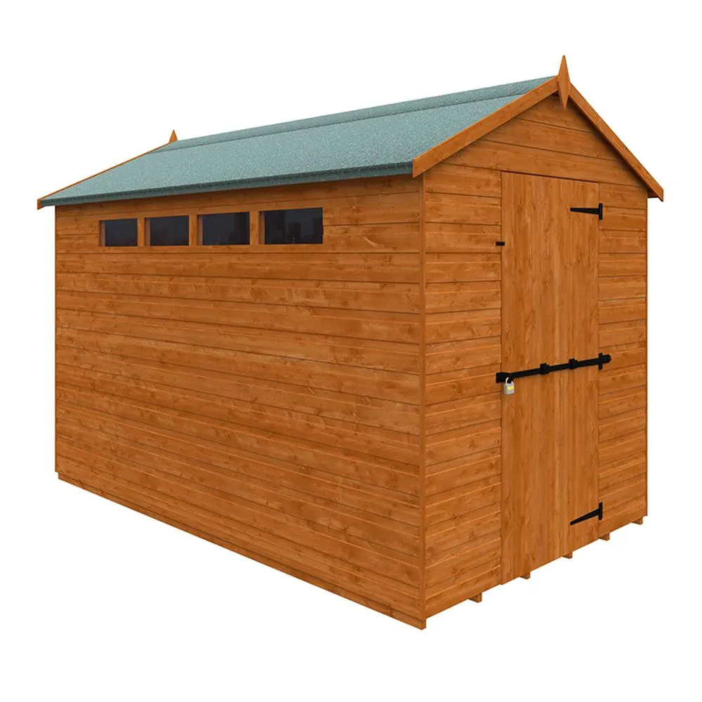Buttercup Farm 10 x 6 Feet Security Apex 12mm Shed - Solid Wood/Softwood/Pine in Burnt Orange