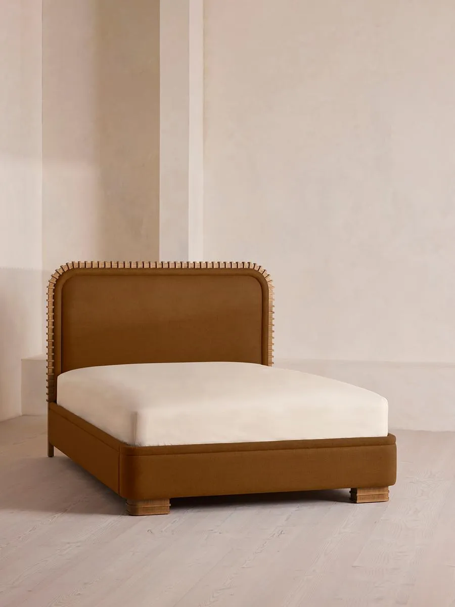 Angus Bed, Superking, Linen, Terracotta