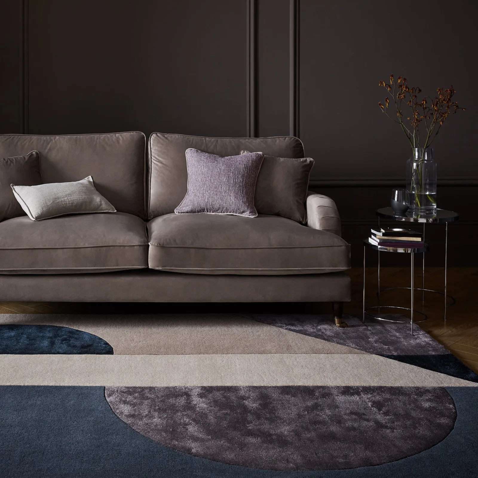 Riko Wool Mix Rug Grey and Blue