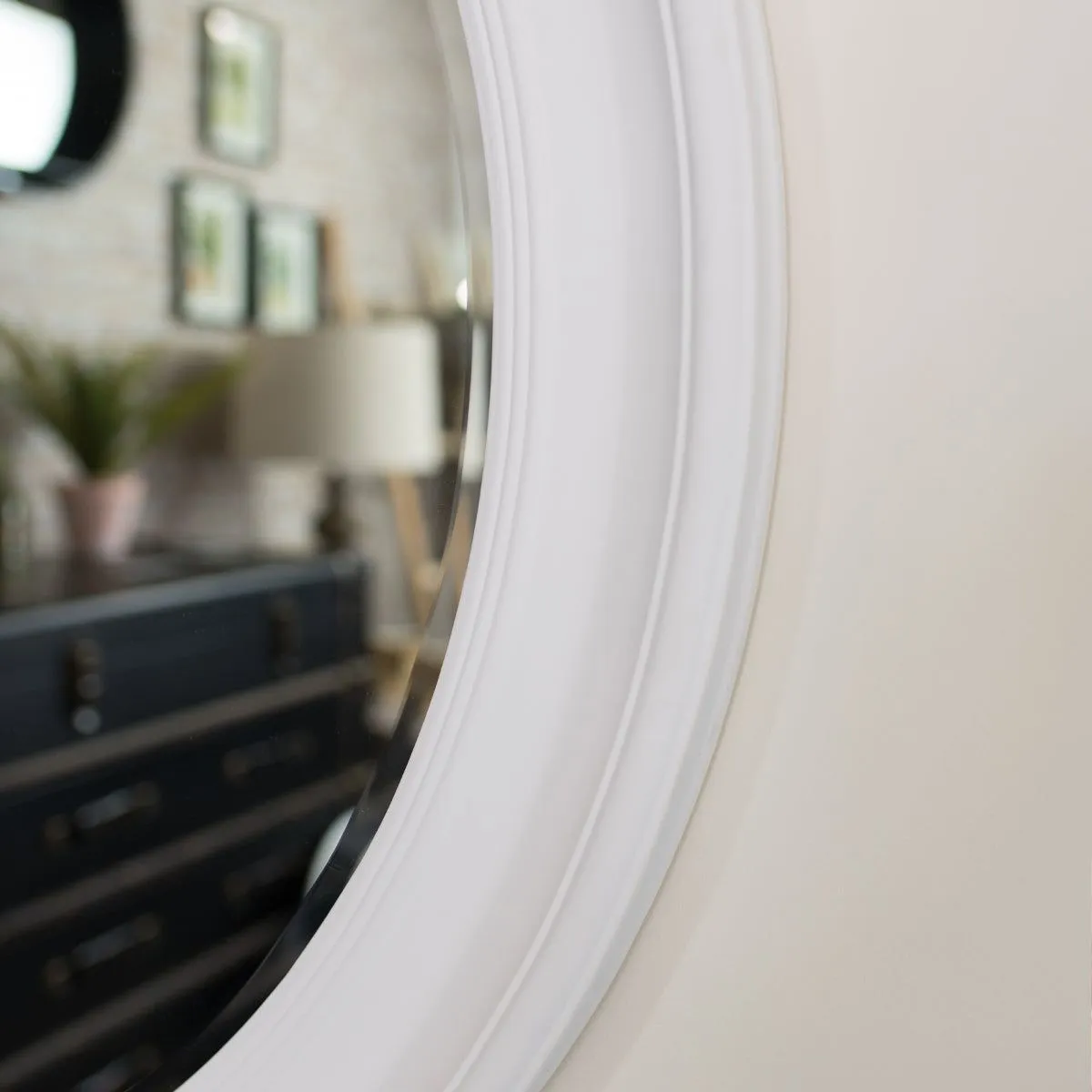 Melody Maison Round Vintage White Wall Mirror 60cm X 60cm 6
