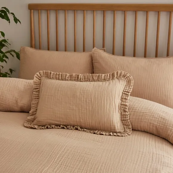 Cotton Muslin Frilled Cushion Cover 1