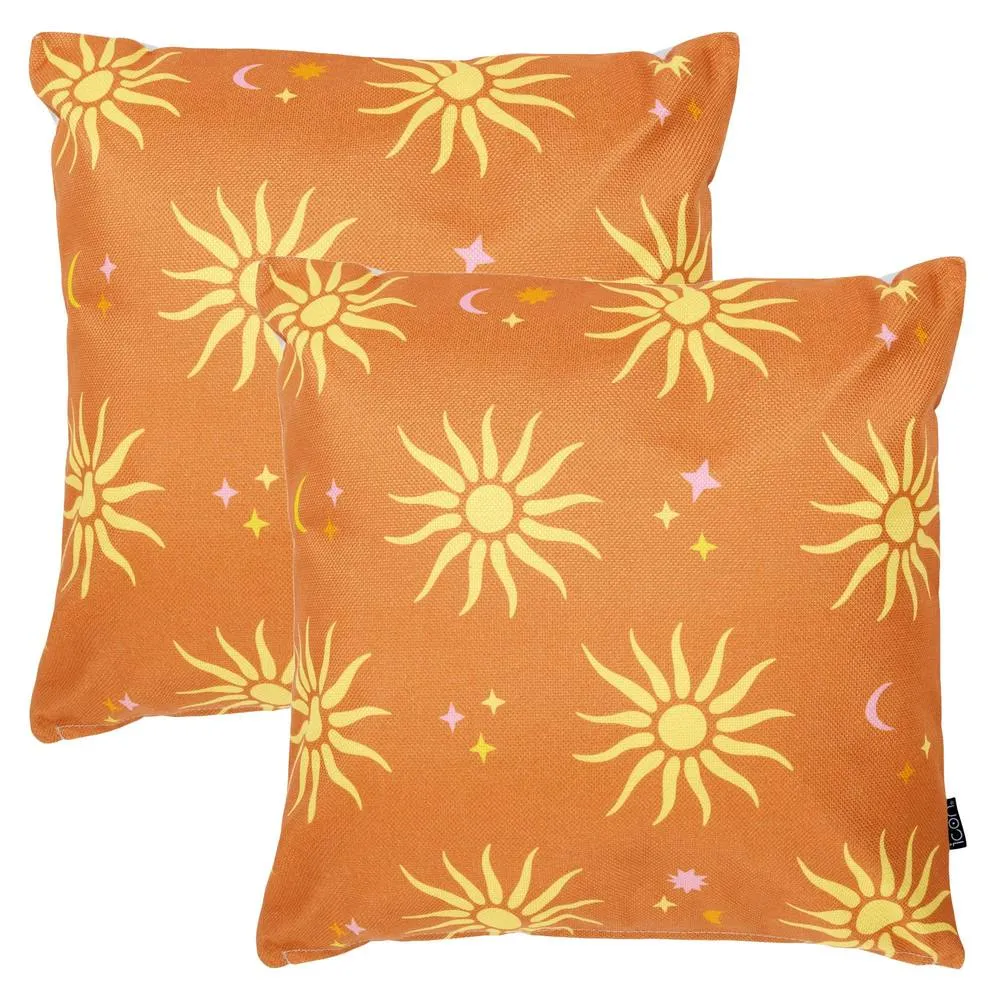icon 2 Pack Cushion 43x43 Kyoto Fabric, Summer Sun in Orange