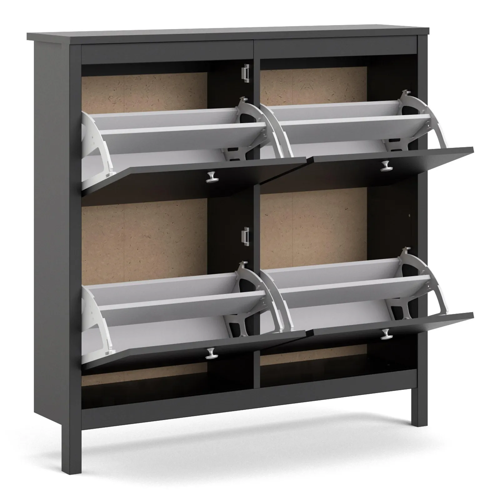 Furniture To Go Madrid Shoe Cabinet 4 Flip Down Doors in Black 4