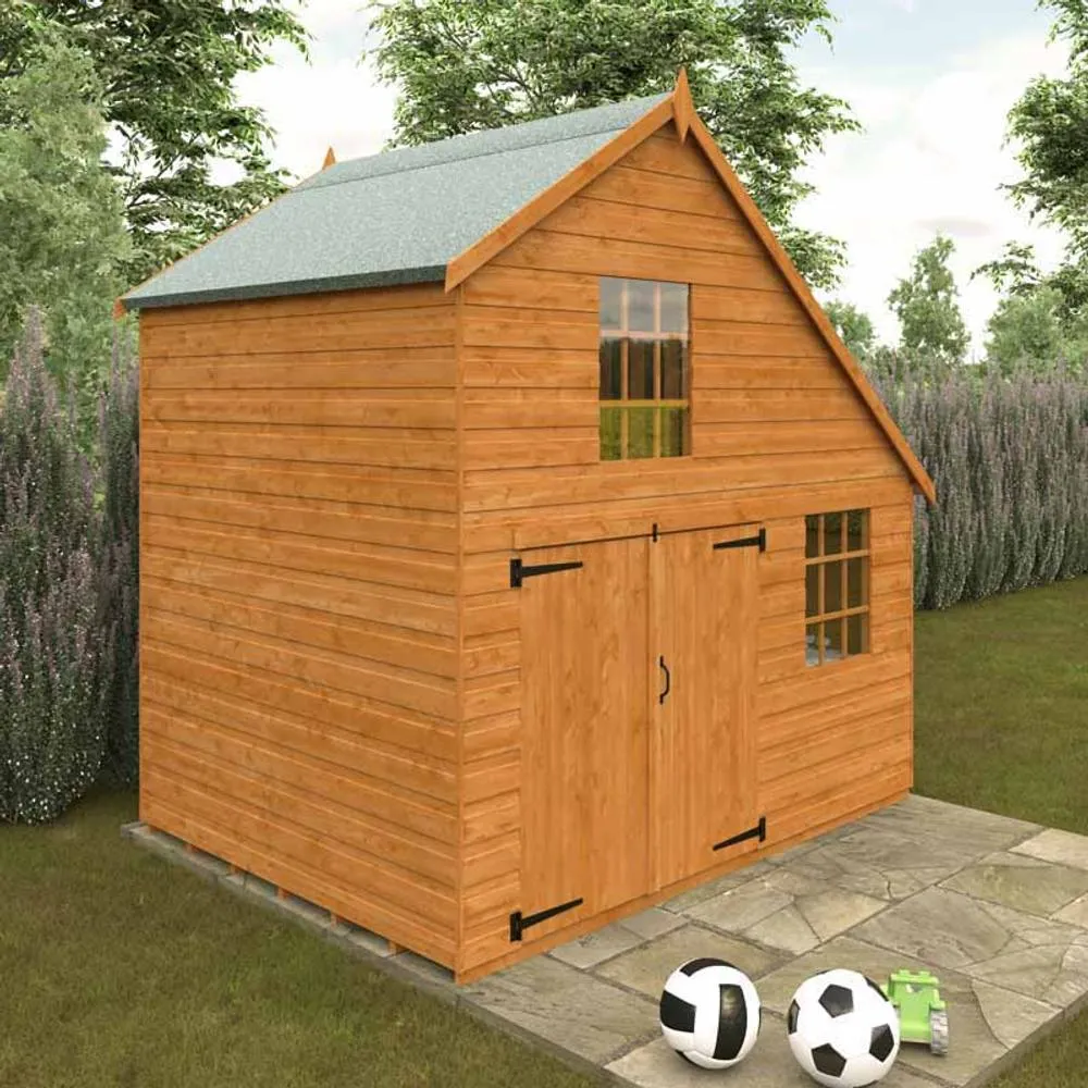 Buttercup Farm 6 x 8 Feet Club Garage 12mm Shed - Solid Wood/Softwood/Pine in Burnt Orange 4