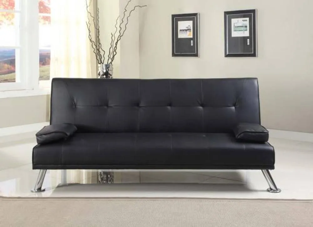 Comfy Living Ltd Italian Style Faux Leather Sofa Bed in Black