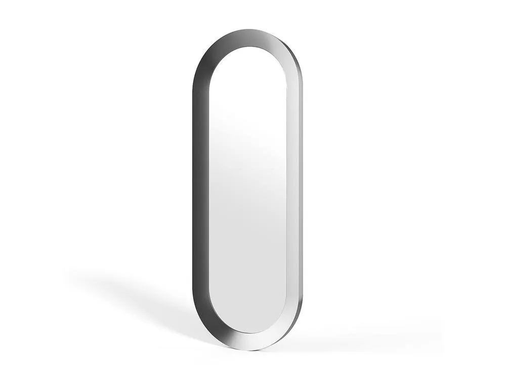 Vente-unique Oval Aluminium Wall Mirror - W. 60 X H. 160 Cm - Brushed Gunmetal in Silver 5