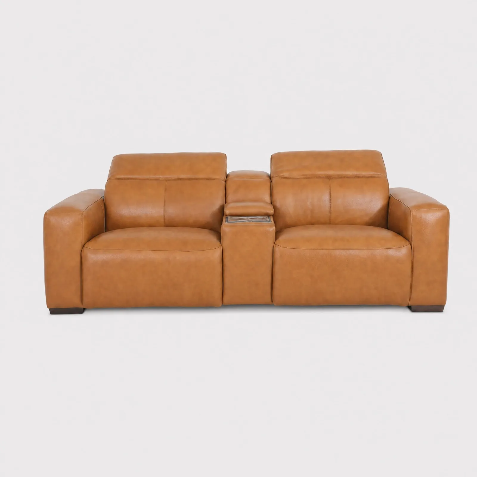 Winston Power Recliner Sofa With Centre Console, Brown Leather | Barker & Stonehouse