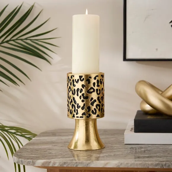 Gold Leopard Print Candle Holder 1