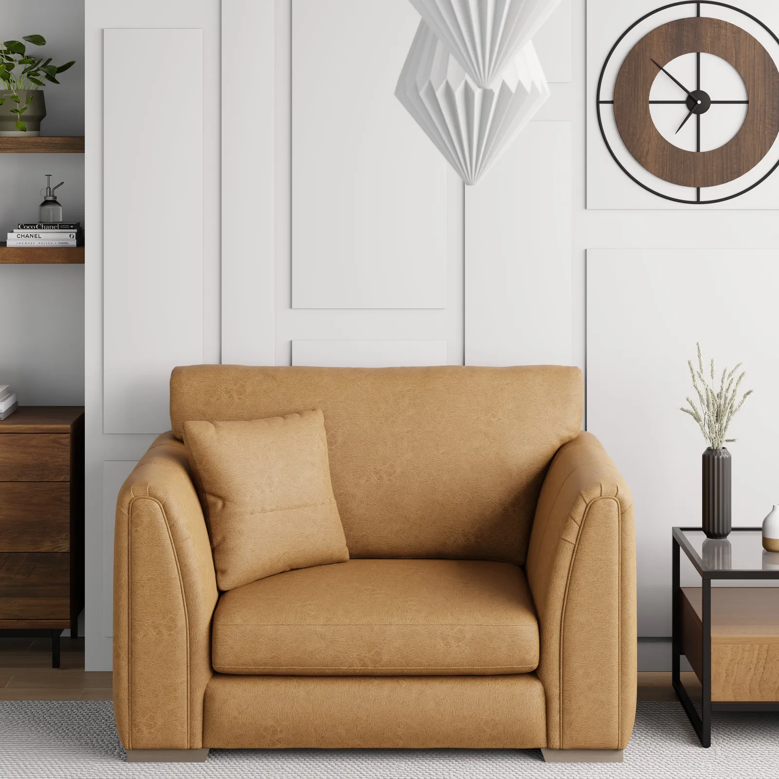 Austin Faux Leather Snuggle Chair Brown
