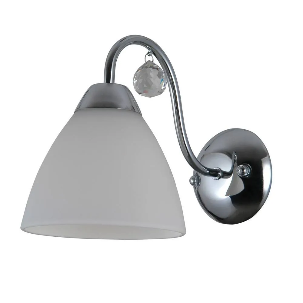 Netlighting Stylized Wall Lamp Chrome White 1 Light with White Shade E27