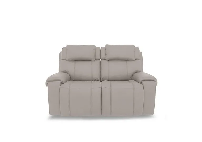 Hollywood Leather 2 Seater Power Battery Recliner Sofa with Power Headrests, Bluetooth Speakers and Storage Arms - Silver Grey