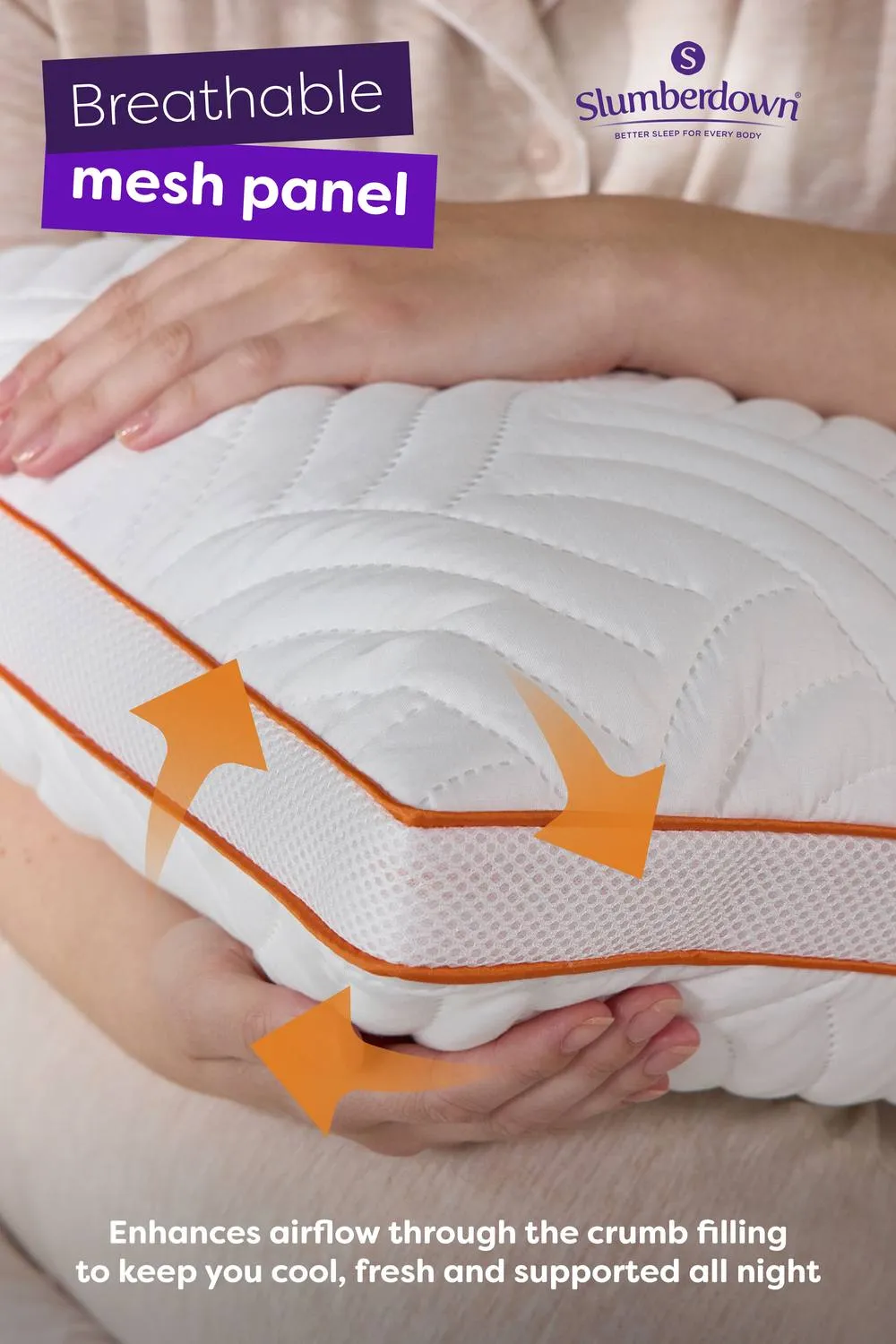 Slumberdown Memory Luxe Firm Support Pillow, 2 Pack in White 5
