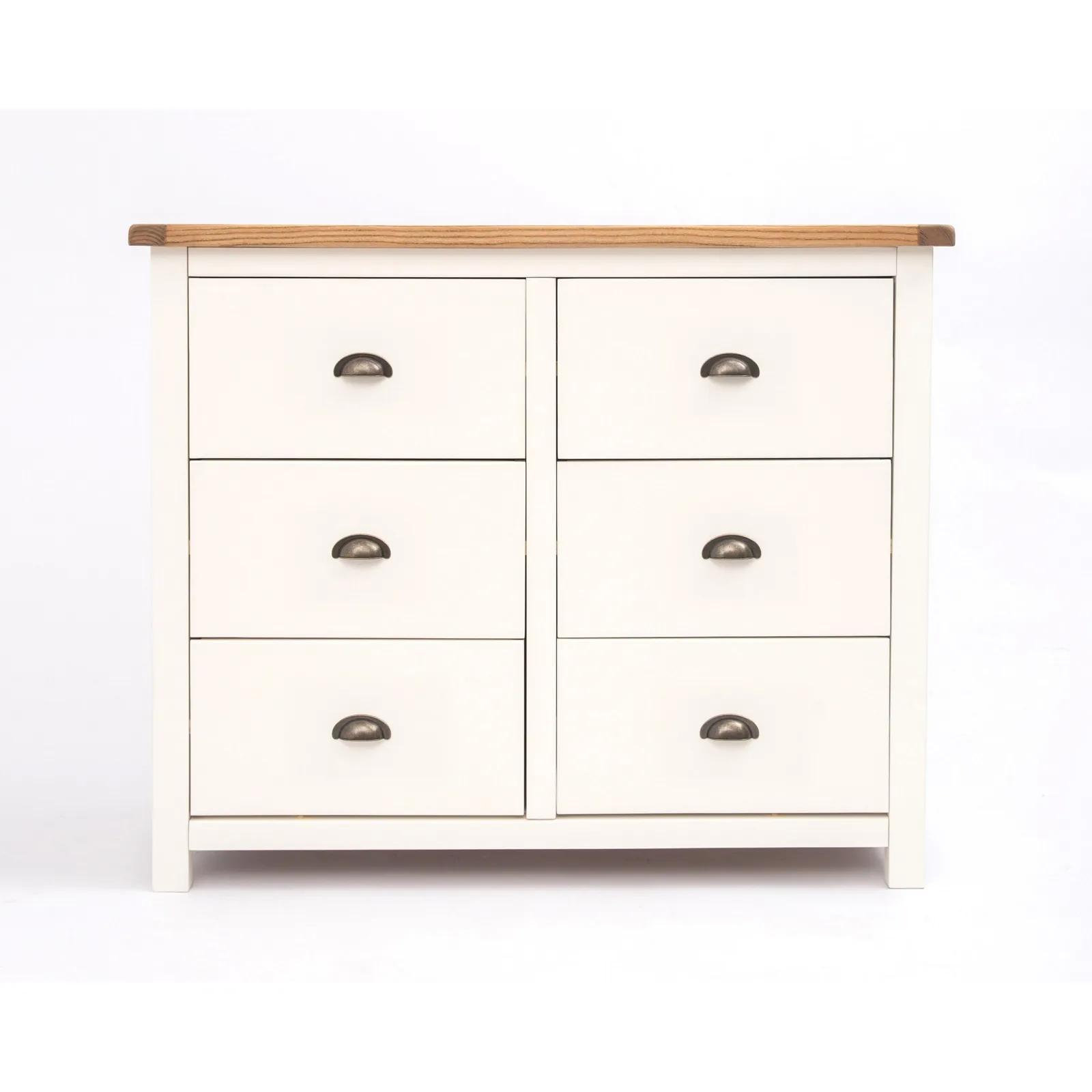 Cabinet Bits Lovere 6 Drawer Chest of Drawers Brass Cup Handle in Off-White