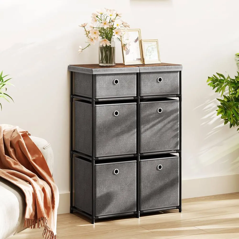 Costway Chest of Drawers Metal Frame Storage Organizer Unit w/6 Drawers in Grey 6