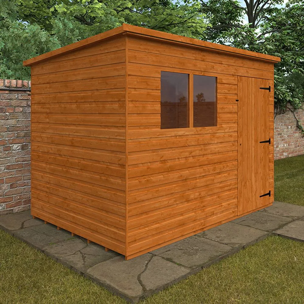 Buttercup Farm 9 x 6 Feet Super Pent 12mm Shed - Solid Wood/Softwood/Pine in Burnt Orange 4