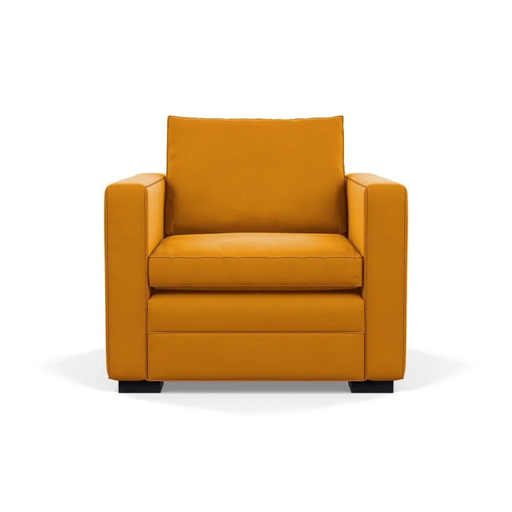 Heal's Palermo Armchair Nobilis Velvet Mustard Black Feet