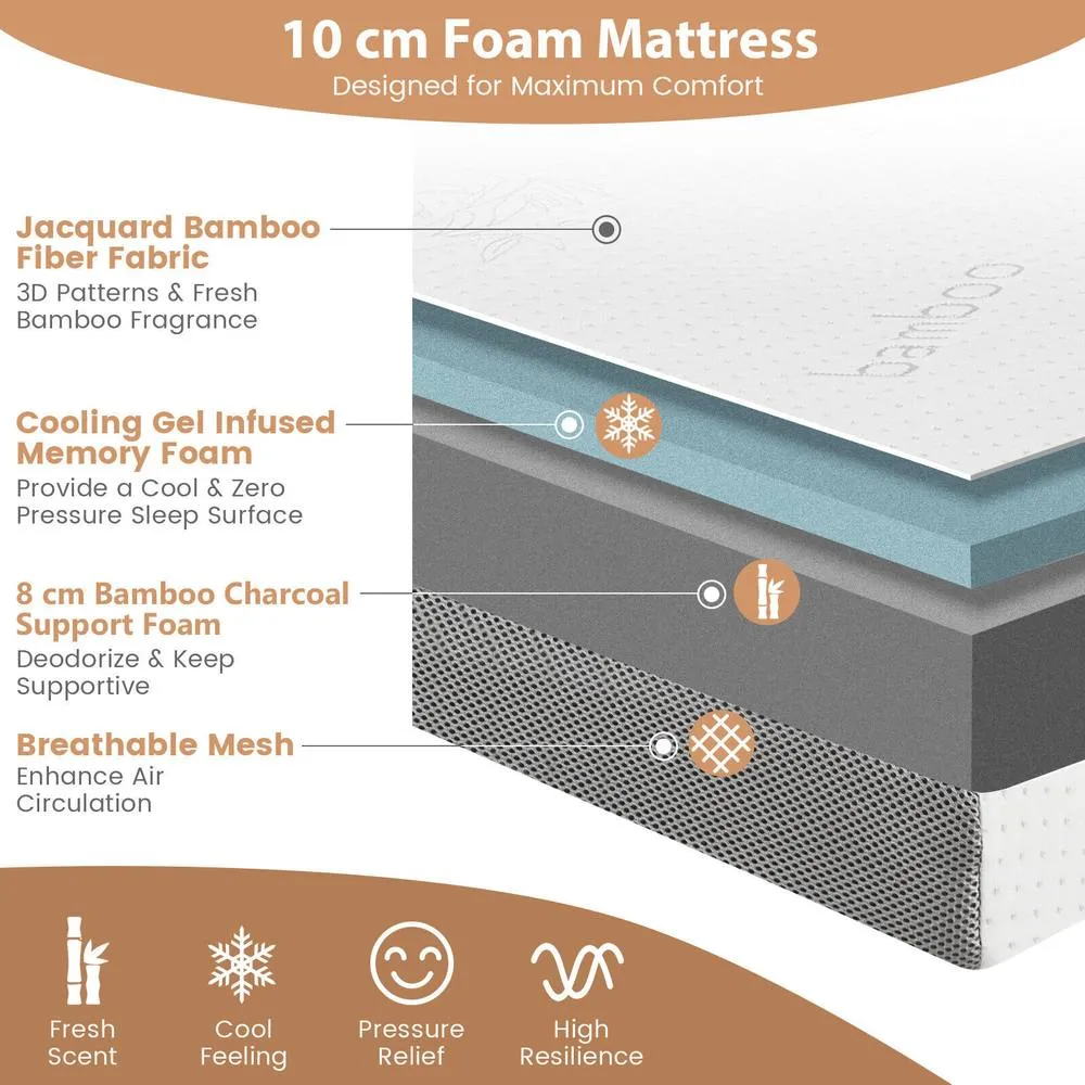 Costway Single Size 10 cm Folding Gel-Infused Tri-fold Mattress Topper Carry Bag RV Camp in White 6