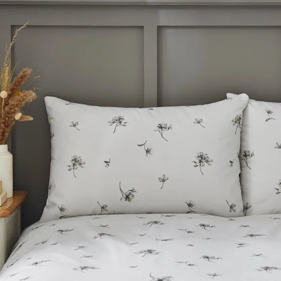 Bridget Etched Floral Natural 100% Cotton Duvet Cover & Pillowcase Set 4