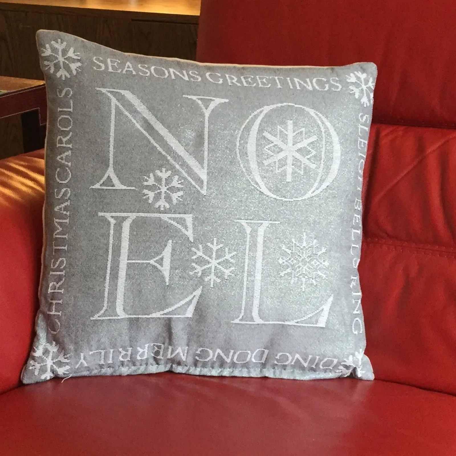 Luxury Living Christmas Noel Decorative Cushion With Pad 45cm x 45cm in Silver