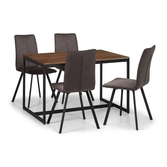 Tribeca 4 Seater Rectangular Dining Table with 4 Monroe Chairs, Brown