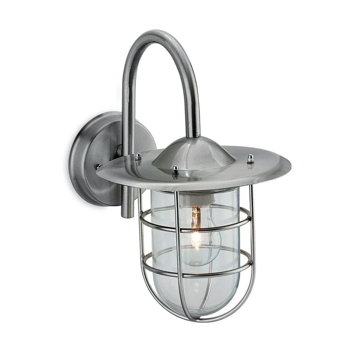 Netlighting Cage 1 Light Wall Light Stainless Steel IP44 E27 in Grey