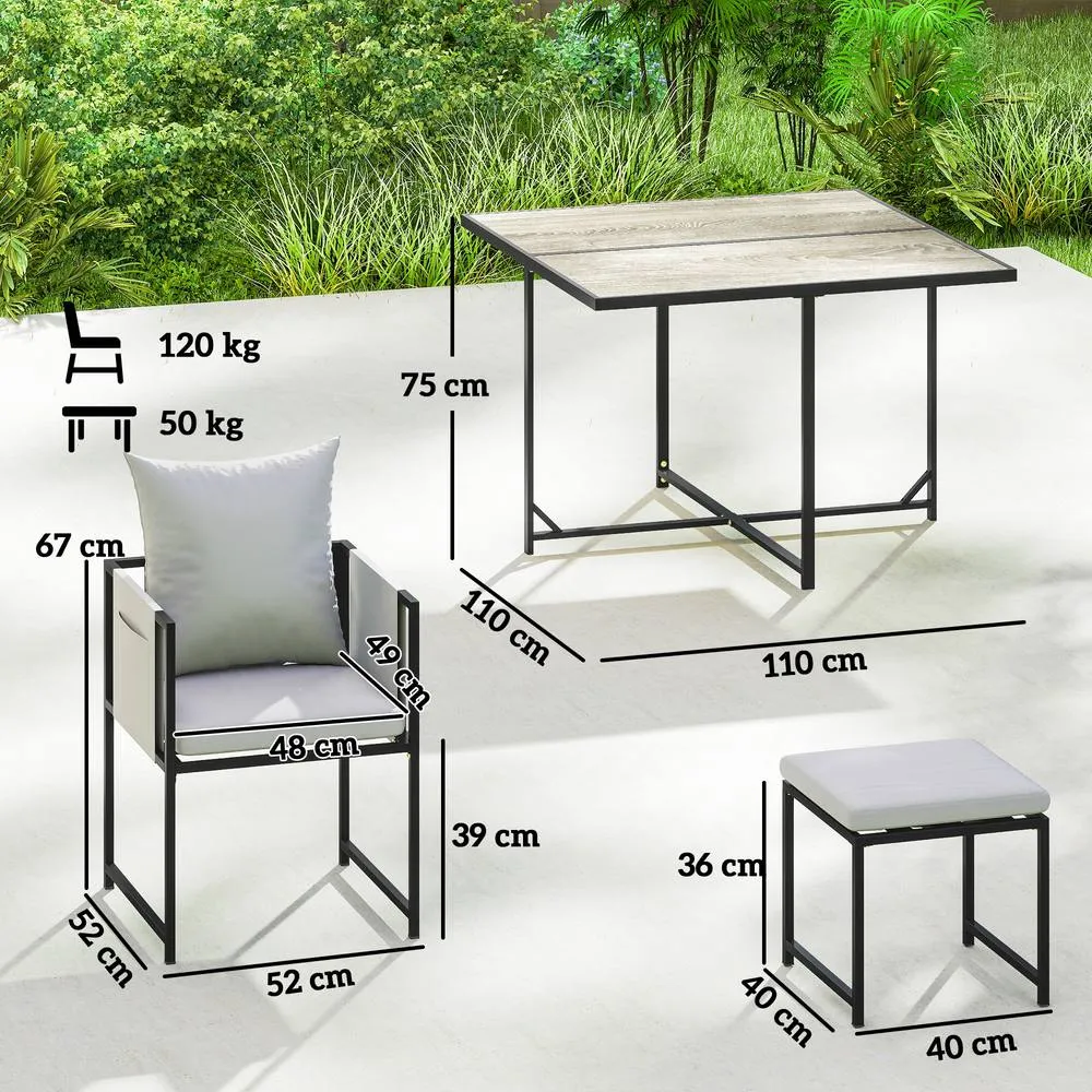 OUTSUNNY 8 Seater Garden Dining Set, Cube Garden Furniture with Cushions in Dark Grey 3