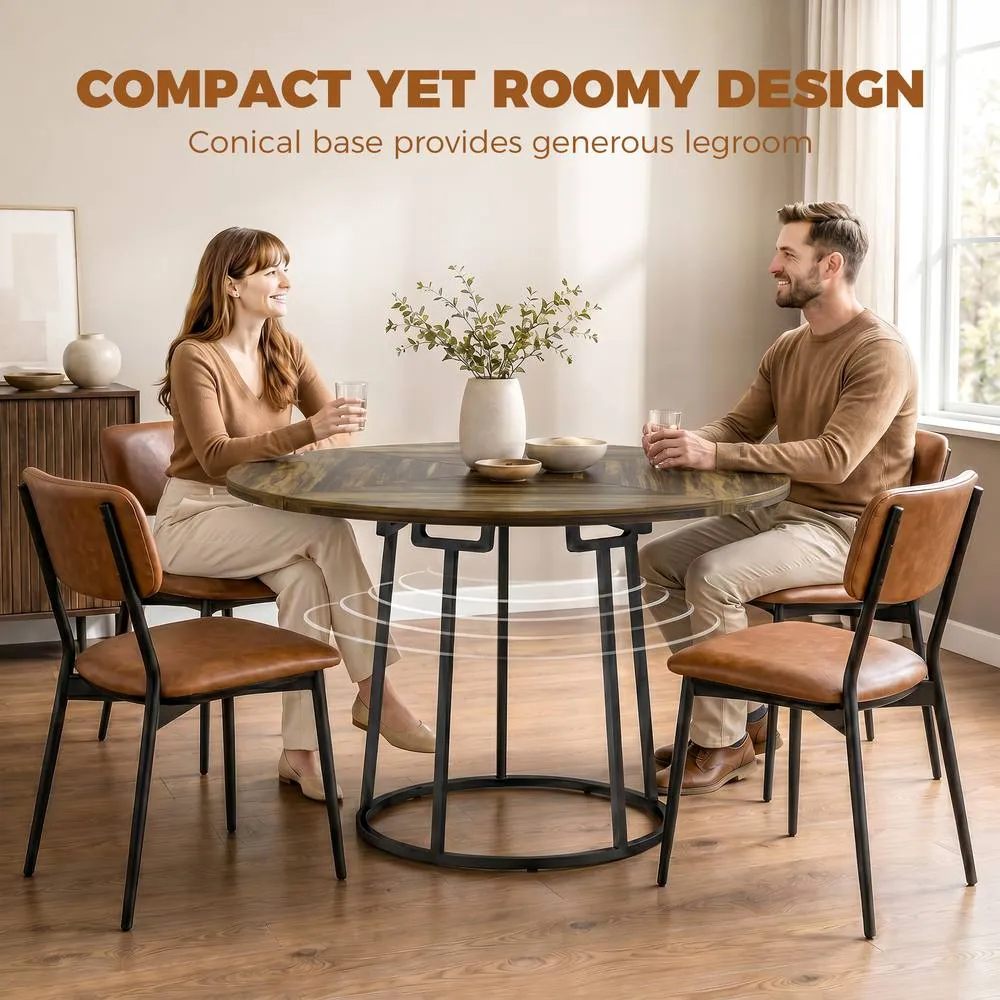 HOMCOM Round Dining Table for 4-6 Space Saving 120 cm Rustic Brown 6