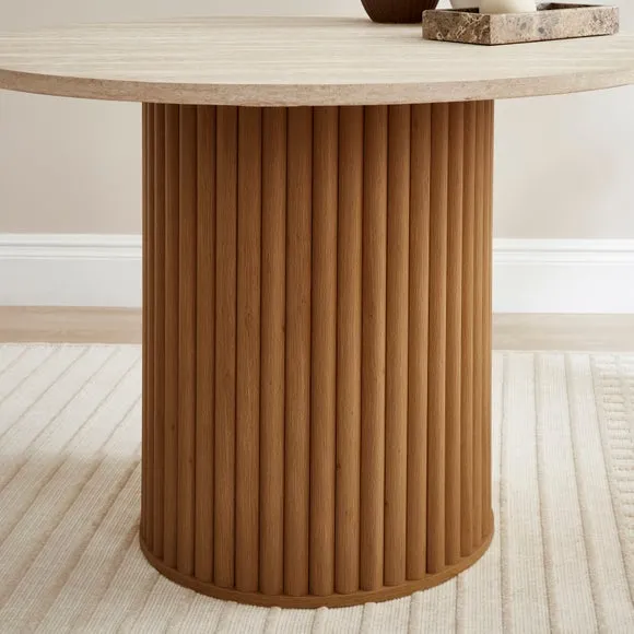 Lucin Travertine Effect 4 Seater Round Dining Table 4