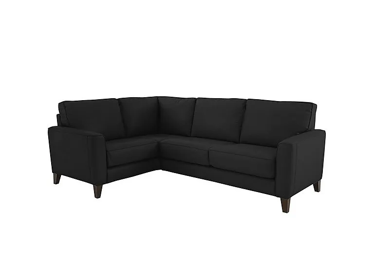 Brondby Small NC Leather Left Hand Facing Corner Sofa - Classic Black