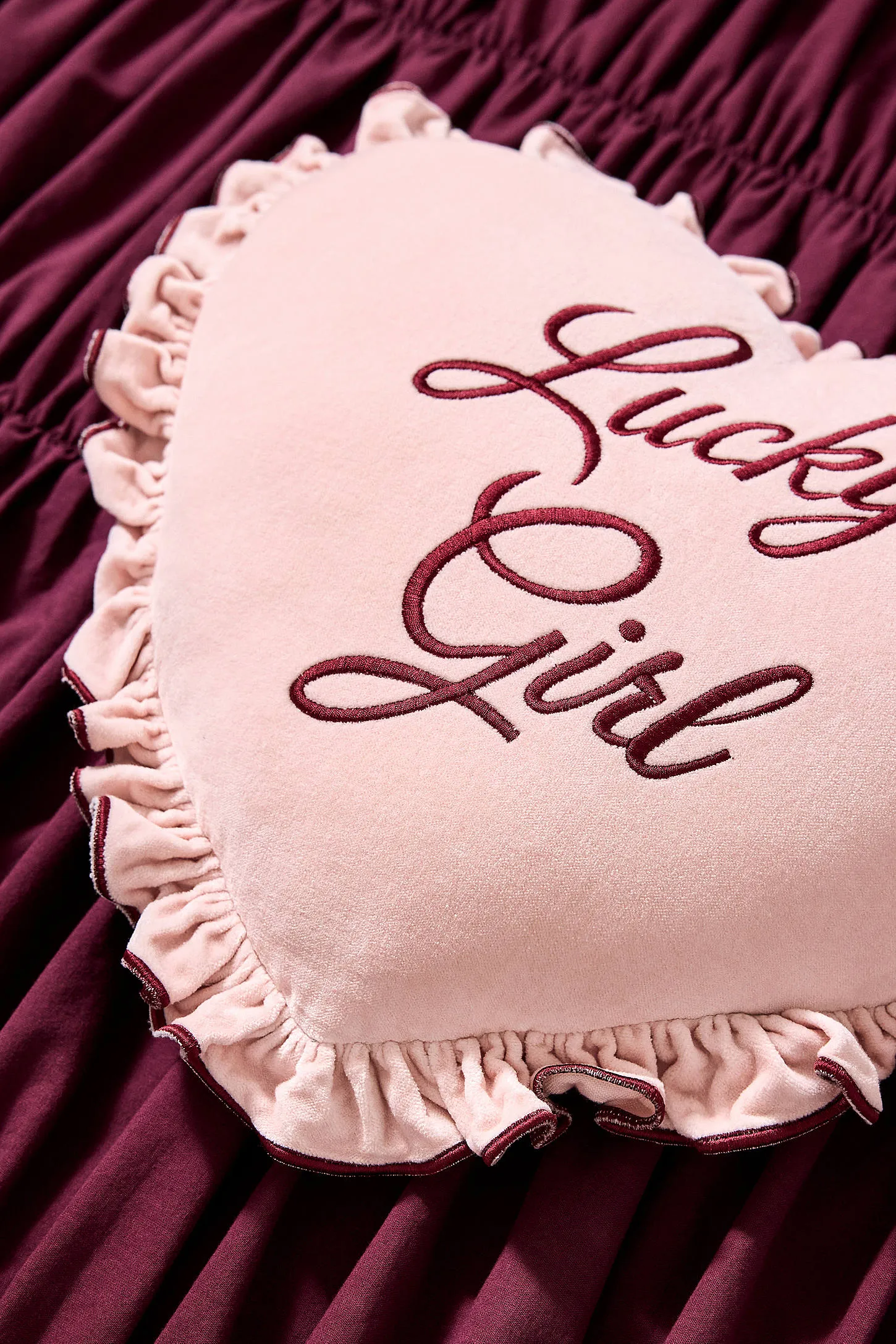 Pink Lucky Girl Heart Cushion - Pink ALL 2
