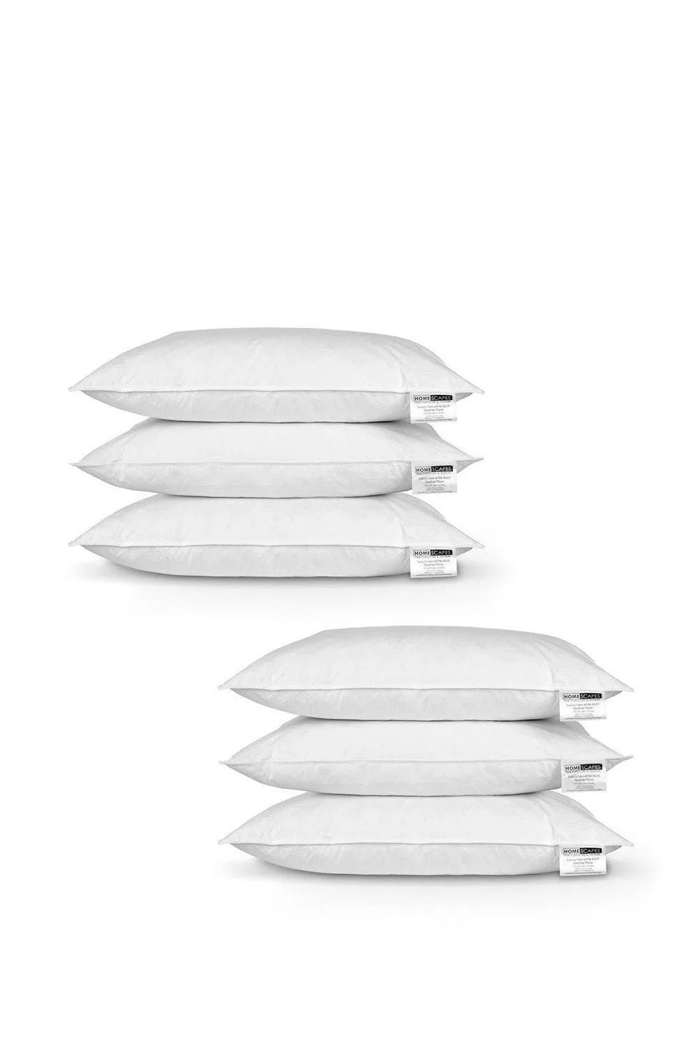 Homescapes Duck Feather Pillow x 6 in White