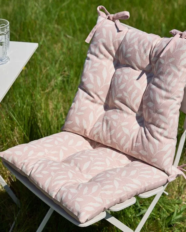 Dibor Set of 2 Rosedale Cotton Leaf Indoor Outdoor Garden Furniture Chair Sofa Seat Pads L40cm x W40cm in Pink
