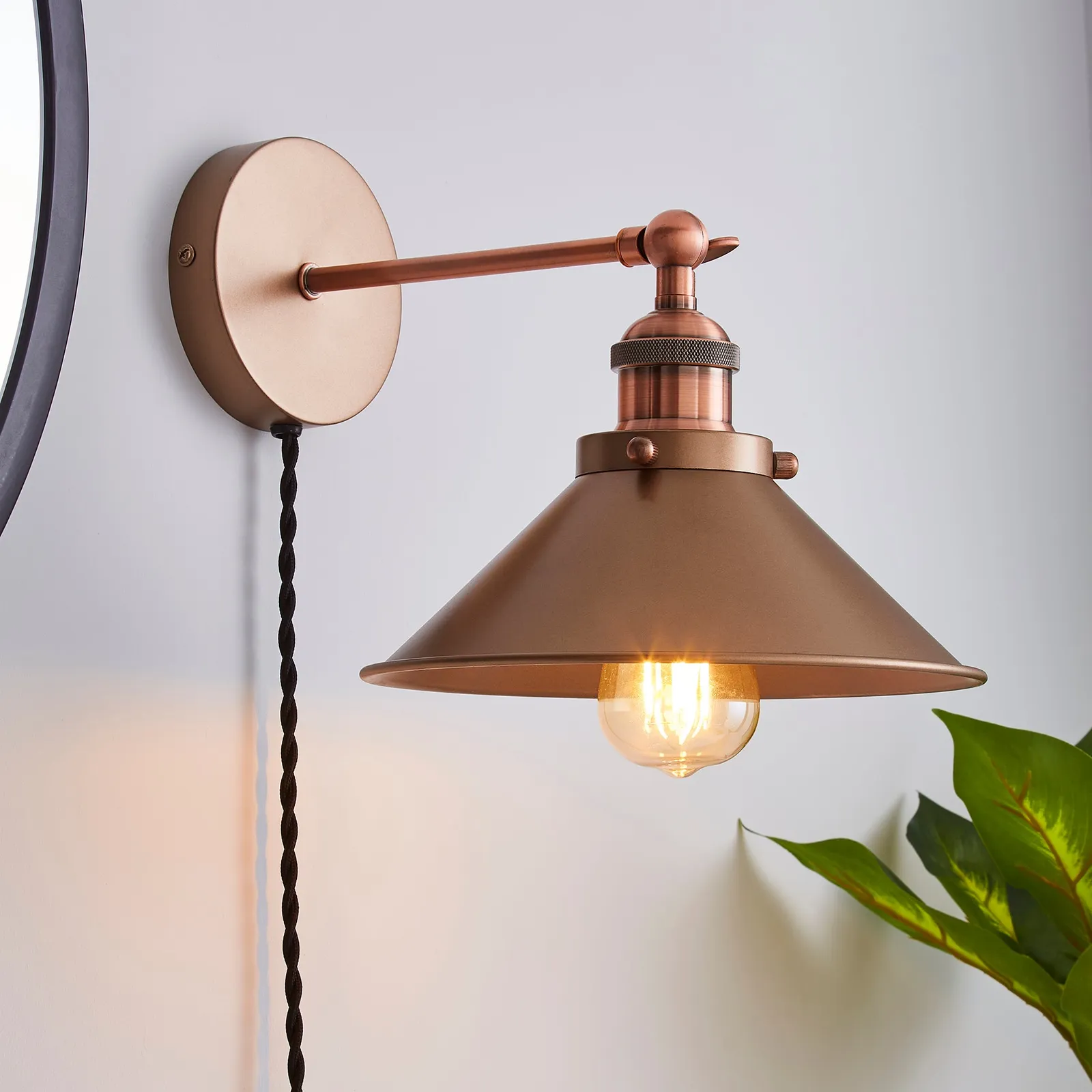 Logan Plug-in Wall Light Brown