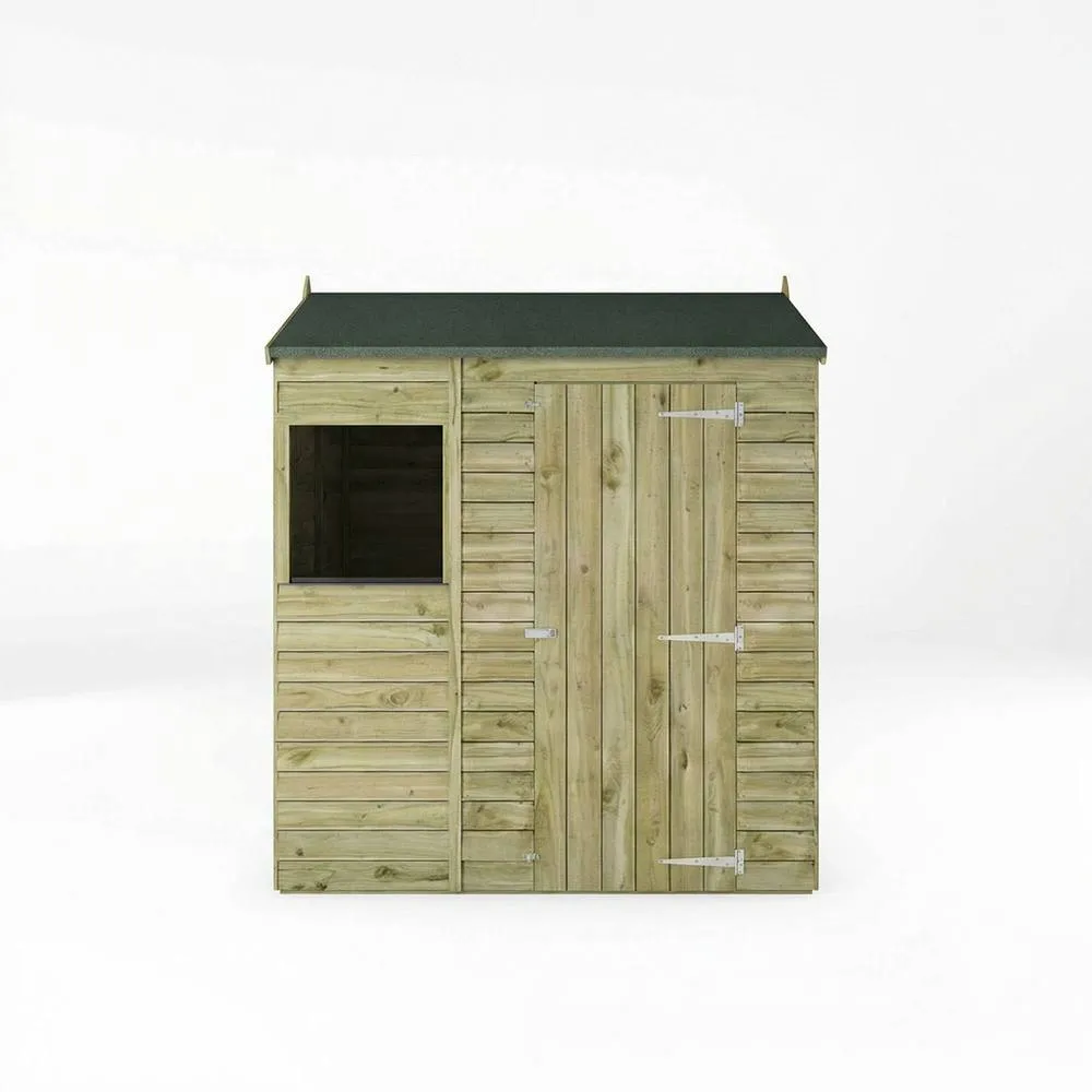 Mercia 6 x 4 Feet Overlap Reverse Apex Shed - L131.3 x W181.8 x H208.3 cm in Brown 3