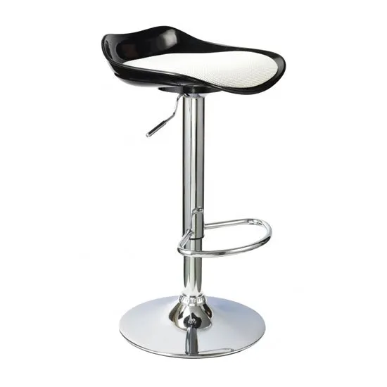 Leyton Bar Stool In White Black Textilene Seat With Chrome Base