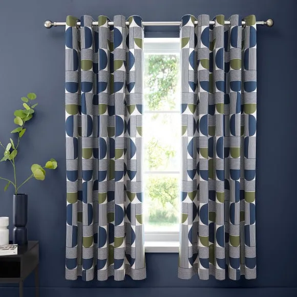 Bromley Modern Geo Eyelet Curtains 2