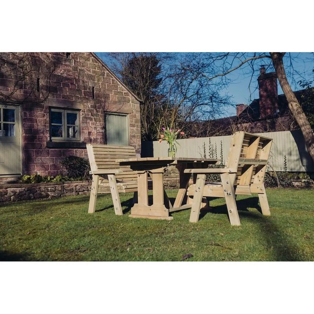 Churnet Valley Garden Furniture Ltd Ergo Dining Table Bench Set - Sits 6, Min. Assembly Required in Brown 3